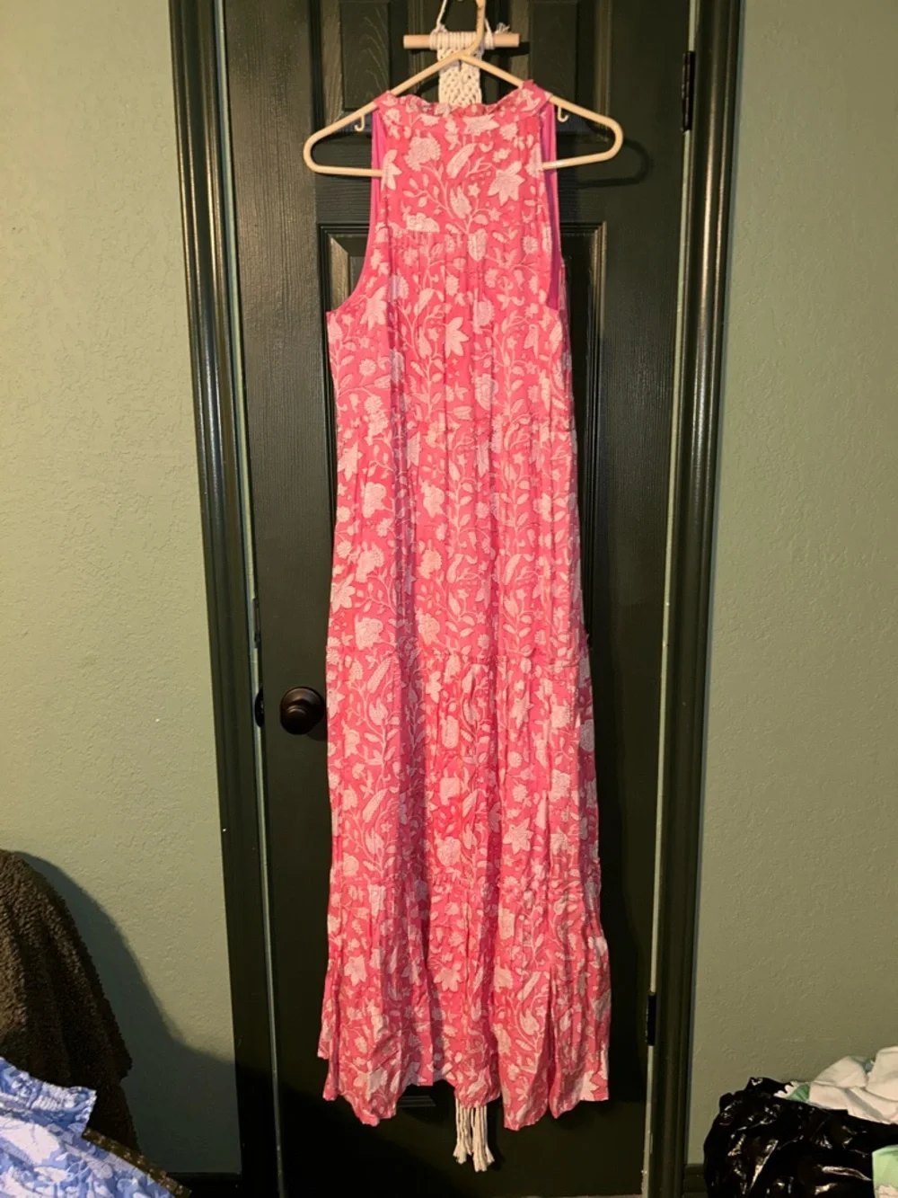 Sleeveless Floral Tiered Maxi Dress in Pink by Unknown - Picture 2 of 3